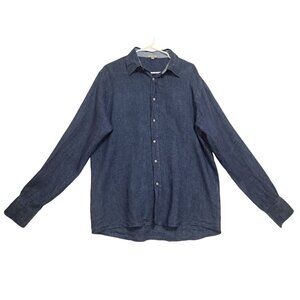 Puro Lino Blue Streetwear Everyday Wear Shirt 100% Linen Italy XXL